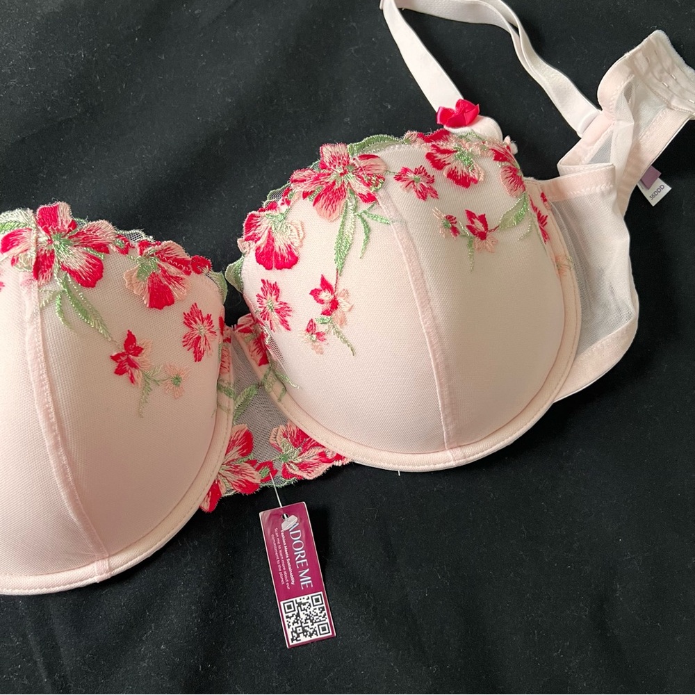 Adore Me Daphne Floral Embroidered Push Up Bra‎ Balconette 36 DDD - Picture 2 of 9